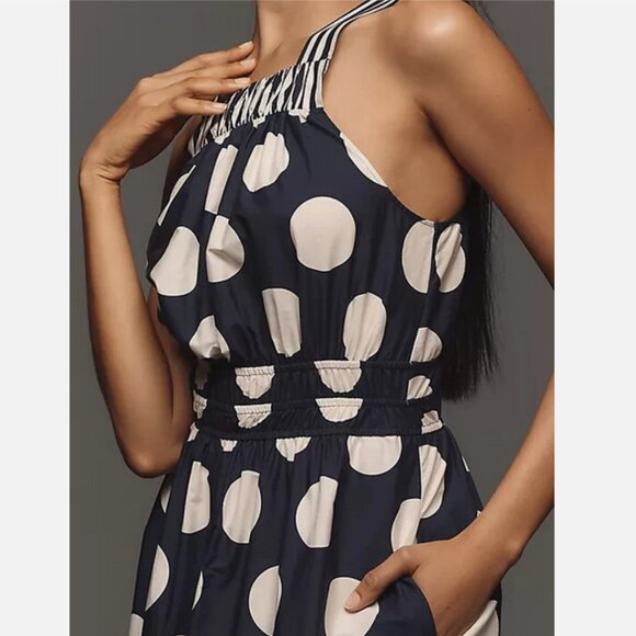 Anthropologie The Somerset Maxi Dress Poplin Halter Tiered Cotton S NWT Dots - Picture 3 of 4